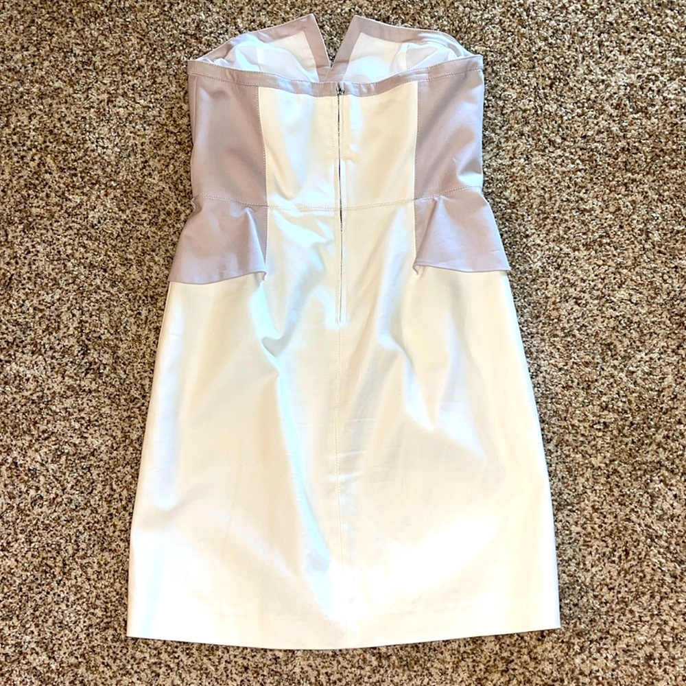 Elegant Rebecca Taylor, Strapless, White and Light Mauve/Purple Dress - Picture 6 of 8